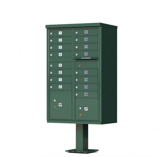 16 Tenant Door Standard Style CBU Mailbox (Pedestal Included) - Type 3 USPS Approved Mailboxes - 1570-16AF