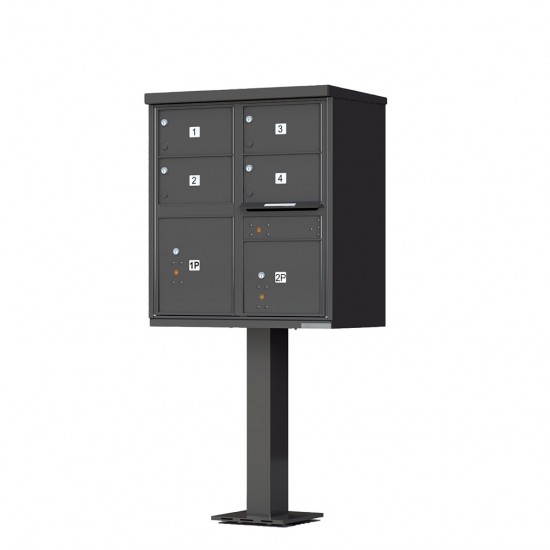 4 Tenant Door Standard Style CBU Mailbox (Pedestal Included) - Type 5 - 1570-4T5AF