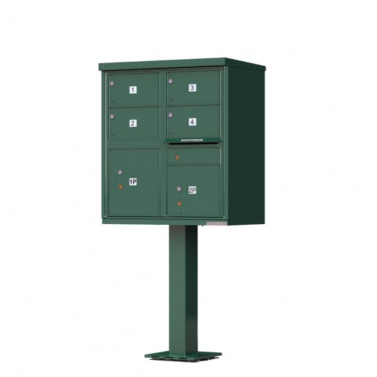 4 Tenant Door Standard Style CBU Mailbox (Pedestal Included) - Type 5 - 1570-4T5AF