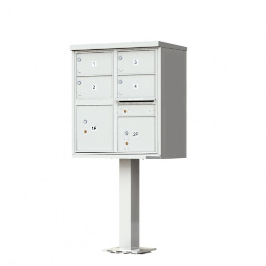 4 Tenant Door Standard Style CBU Mailbox (Pedestal Included) - Type 5 - 1570-4T5AF