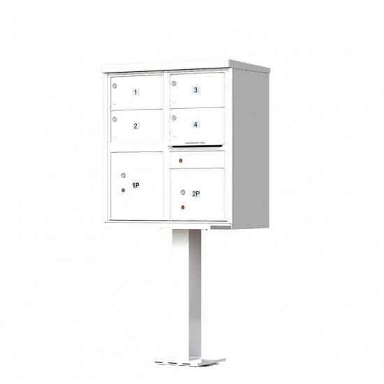 4 Tenant Door Standard Style CBU Mailbox (Pedestal Included) - Type 5 - 1570-4T5AF
