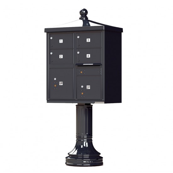 4 Tenant Door Standard Style CBU Mailbox (Pedestal Included) - Type 5 - 1570-4T5AF