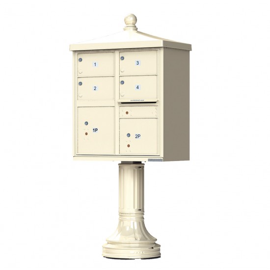 4 Tenant Door Standard Style CBU Mailbox (Pedestal Included) - Type 5 - 1570-4T5AF