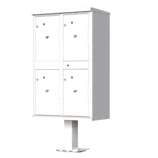 4-Door Pedestal Style High Security Outdoor Parcel Locker (Pedestal Included) - 1590-T2AF