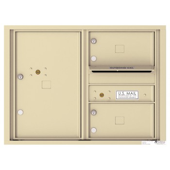 2 Oversized Tenant Doors with 1 Parcel Locker and Outgoing Mail Compartment - 4C Wall Mount 6-High Mailboxes - 4C06D-02