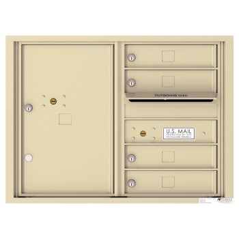 4 Tenant Doors with 1 Parcel Locker and Outgoing Mail Compartment - 4C Wall Mount 6-High Mailboxes - 4C06D-04