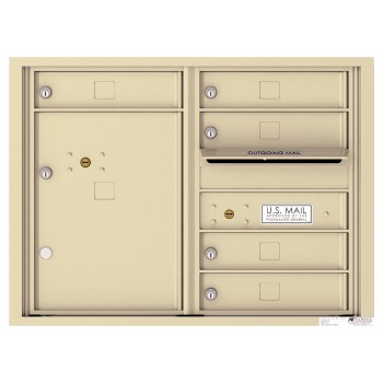 5 Tenant Doors with 1 Parcel Locker and Outgoing Mail Compartment - 4C Wall Mount 6-High Mailboxes - 4C06D-05