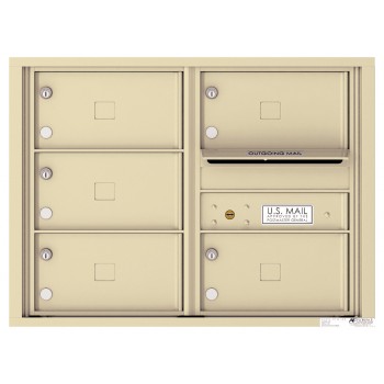 5 Oversized Tenant Doors with Outgoing Mail Compartment - 4C Wall Mount 6-High Mailboxes - 4C06D-05X