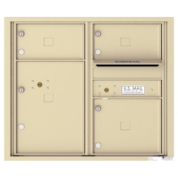 3 Oversized Tenant Doors with 1 Parcel Locker and Outgoing Mail Compartment - 4C Wall Mount 7-High Mailboxes - 4C07D-03
