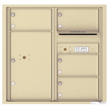 4 Oversized Tenant Doors with 1 Parcel Locker and Outgoing Mail Compartment - 4C Wall Mount 8-High Mailboxes - 4C08D-04