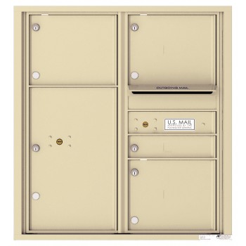 1 Standard and 3 Oversized Tenant Doors with 1 Parcel Locker and Outgoing Mail Compartment - 4C Wall Mount 9-High Mailboxes - 4C09D-04