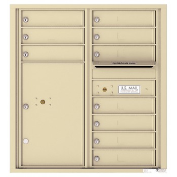 10 Tenant Doors with 1 Parcel Locker and Outgoing Mail Compartment - 4C Wall Mount 9-High Mailboxes - 4C09D-10