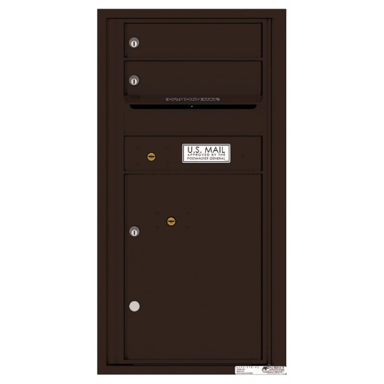 2 Tenant Doors with 1 Parcel Locker and Outgoing Mail Compartment - 4C Wall Mount 9-High Mailboxes - 4C09S-02