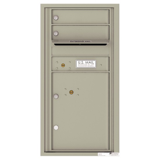 2 Tenant Doors with 1 Parcel Locker and Outgoing Mail Compartment - 4C Wall Mount 9-High Mailboxes - 4C09S-02