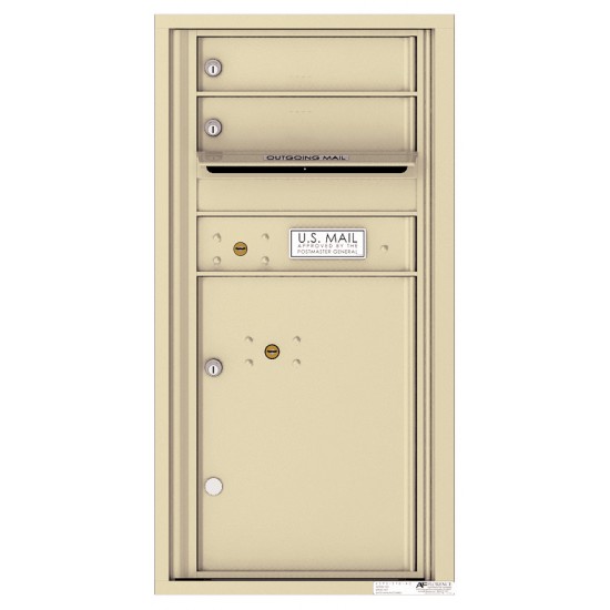 2 Tenant Doors with 1 Parcel Locker and Outgoing Mail Compartment - 4C Wall Mount 9-High Mailboxes - 4C09S-02