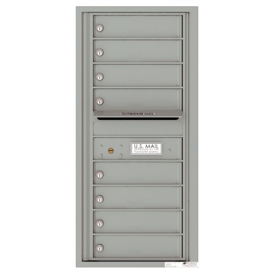 8 Tenant Doors with Outgoing Mail Compartment - 4C Wall Mount 10-High Mailboxes - 4C10S-08