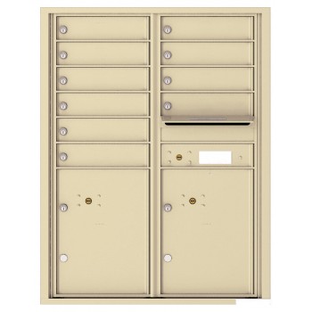 10 Tenant Doors with 2 Parcel Lockers and Outgoing Mail Compartment - 4C Wall Mount 11-High Mailboxes - 4C11D-10