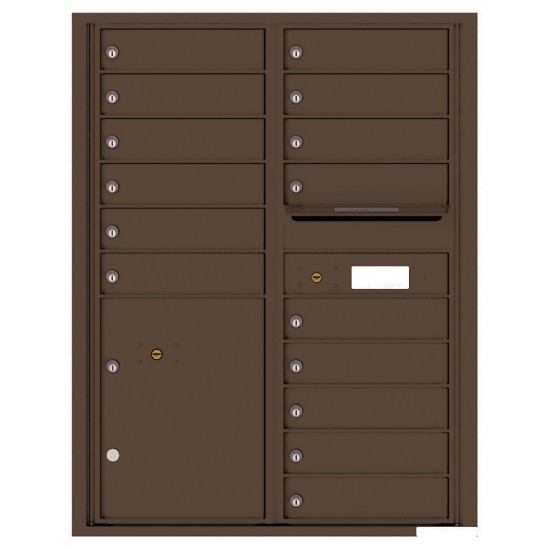 15 Tenant Doors with Parcel Locker and Outgoing Mail Compartment - 4C Wall Mount 11-High Mailboxes - 4C11D-15