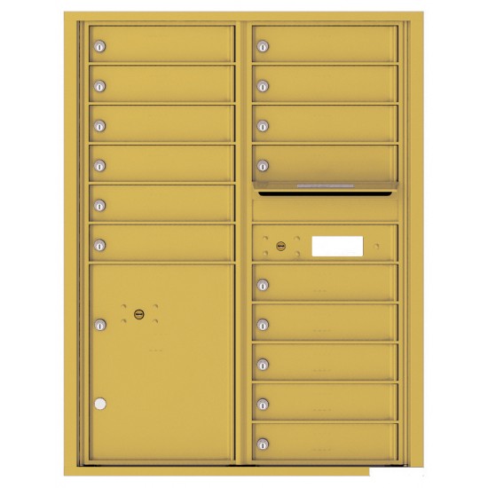 15 Tenant Doors with Parcel Locker and Outgoing Mail Compartment - 4C Wall Mount 11-High Mailboxes - 4C11D-15