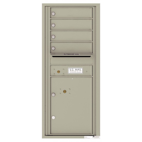 4 Tenant Doors with 1 Parcel Lockers and Outgoing Mail Compartment - 4C Wall Mount 11-High Mailboxes - 4C11S-04