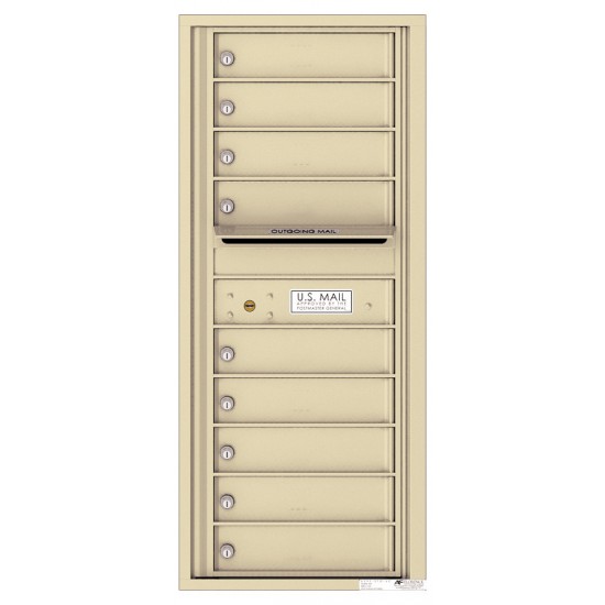 9 Tenant Doors with Outgoing Mail Compartment - 4C Wall Mount 11-High Mailboxes - 4C11S-09