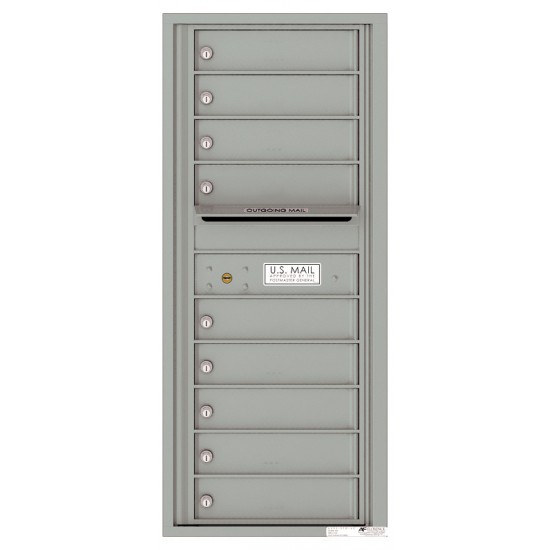 9 Tenant Doors with Outgoing Mail Compartment - 4C Wall Mount 11-High Mailboxes - 4C11S-09
