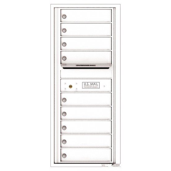 9 Tenant Doors with Outgoing Mail Compartment - 4C Wall Mount 11-High Mailboxes - 4C11S-09