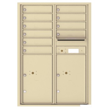 10 Tenant Doors with 2 Parcel Lockers and Outgoing Mail Compartment - 4C Wall Mount 12-High Mailboxes - 4C12D-10