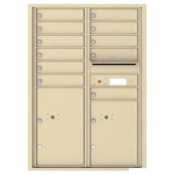 11 Tenant Doors with 2 Parcel Lockers and Outgoing Mail Compartment - 4C Wall Mount 12-High Mailboxes - 4C12D-11