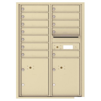 12 Tenant Doors with 2 Parcel Lockers and Outgoing Mail Compartment - 4C Wall Mount 12-High Mailboxes - 4C12D-12