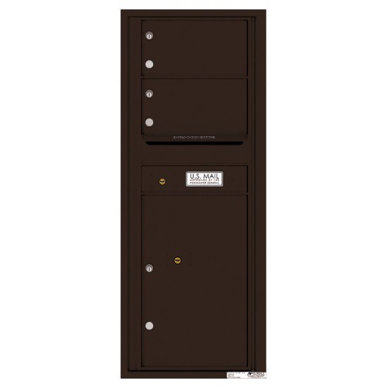 2 Oversized Tenant Doors with 1 Parcel Locker and Outgoing Mail Compartment - 4C Wall Mount 12-High Mailboxes - 4C12S-02