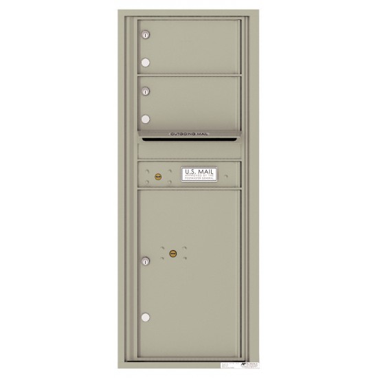 2 Oversized Tenant Doors with 1 Parcel Locker and Outgoing Mail Compartment - 4C Wall Mount 12-High Mailboxes - 4C12S-02