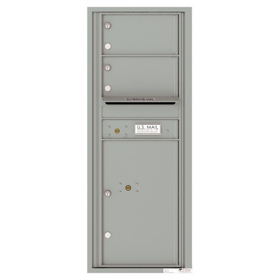 2 Oversized Tenant Doors with 1 Parcel Locker and Outgoing Mail Compartment - 4C Wall Mount 12-High Mailboxes - 4C12S-02