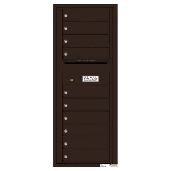 10 Tenant Doors with Outgoing Mail Compartment - 4C Wall Mount 12-High Mailboxes - 4C12S-10