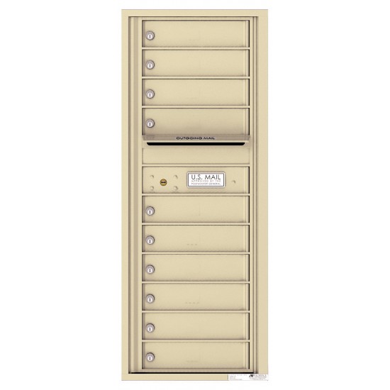 10 Tenant Doors with Outgoing Mail Compartment - 4C Wall Mount 12-High Mailboxes - 4C12S-10