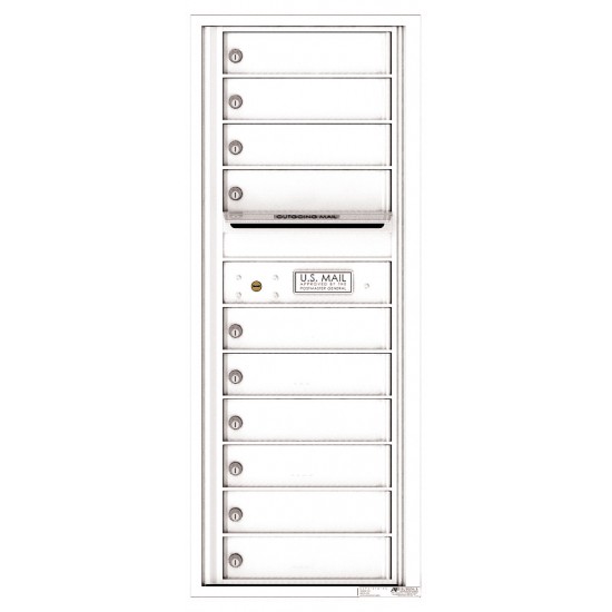 10 Tenant Doors with Outgoing Mail Compartment - 4C Wall Mount 12-High Mailboxes - 4C12S-10