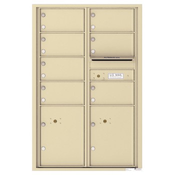 7 Oversized Tenant Doors with 2 Parcel Lockers and Outgoing Mail Compartment - 4C Wall Mount 13-High Mailboxes - 4C13D-07
