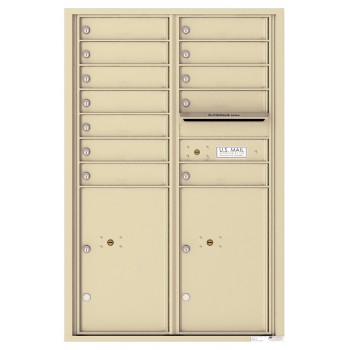 12 Tenant Doors with 2 Parcel Lockers and Outgoing Mail Compartment - 4C Wall Mount 13-High Mailboxes - 4C13D-12