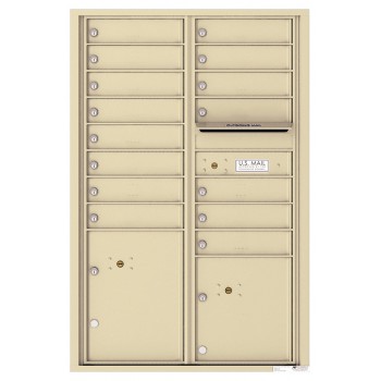 15 Tenant Doors with 2 Parcel Lockers and Outgoing Mail Compartment - 4C Wall Mount 13-High Mailboxes - 4C13D-15