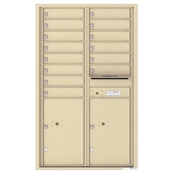 14 Tenant Doors with 2 Parcel Lockers and Outgoing Mail Compartment - 4C Wall Mount 14-High Mailboxes - 4C14D-14