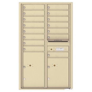 15 Tenant Doors with 2 Parcel Lockers and Outgoing Mail Compartment - 4C Wall Mount 14-High Mailboxes - 4C14D-15