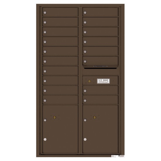 18 Tenant Doors with 2 Parcel Lockers and Outgoing Mail Compartment - 4C Wall Mount 15-High Mailboxes - 4C15D-18