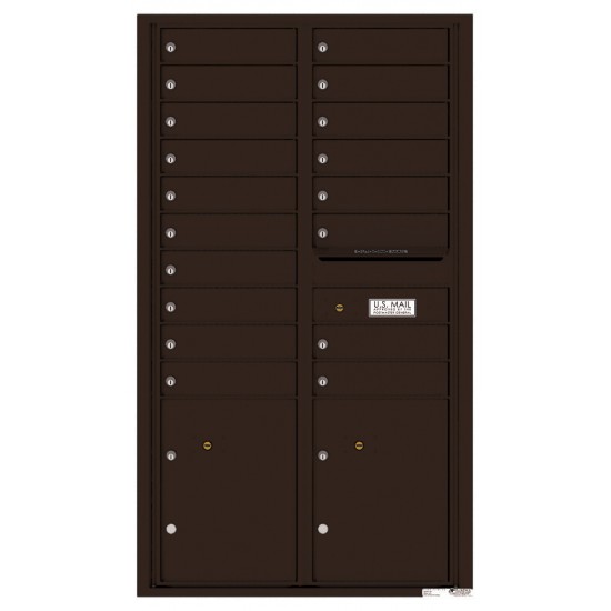 18 Tenant Doors with 2 Parcel Lockers and Outgoing Mail Compartment - 4C Wall Mount 15-High Mailboxes - 4C15D-18