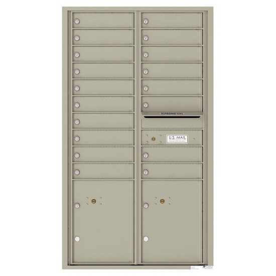 18 Tenant Doors with 2 Parcel Lockers and Outgoing Mail Compartment - 4C Wall Mount 15-High Mailboxes - 4C15D-18