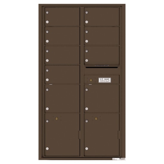 9 Oversized Tenant Doors with 2 Parcel Lockers and Outgoing Mail Compartment - 4C Wall Mount Max Height Mailboxes - 4C16D-09