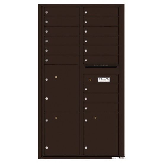 15 Tenant Doors with 3 Parcel Lockers and Outgoing Mail Compartment - 4C Wall Mount Max Height Mailboxes - 4C16D-15