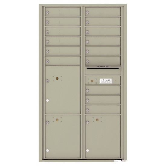 15 Tenant Doors with 3 Parcel Lockers and Outgoing Mail Compartment - 4C Wall Mount Max Height Mailboxes - 4C16D-15