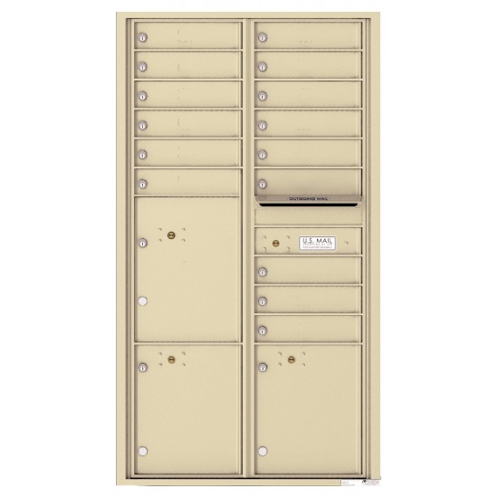 15 Tenant Doors with 3 Parcel Lockers and Outgoing Mail Compartment - 4C Wall Mount Max Height Mailboxes - 4C16D-15