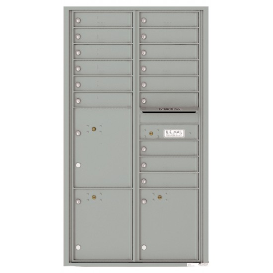 15 Tenant Doors with 3 Parcel Lockers and Outgoing Mail Compartment - 4C Wall Mount Max Height Mailboxes - 4C16D-15