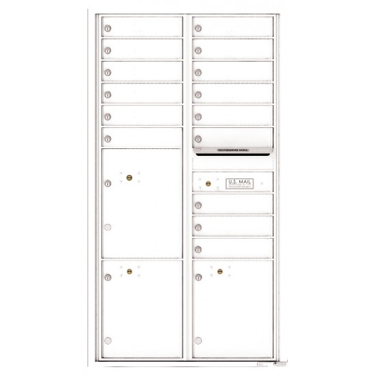 15 Tenant Doors with 3 Parcel Lockers and Outgoing Mail Compartment - 4C Wall Mount Max Height Mailboxes - 4C16D-15